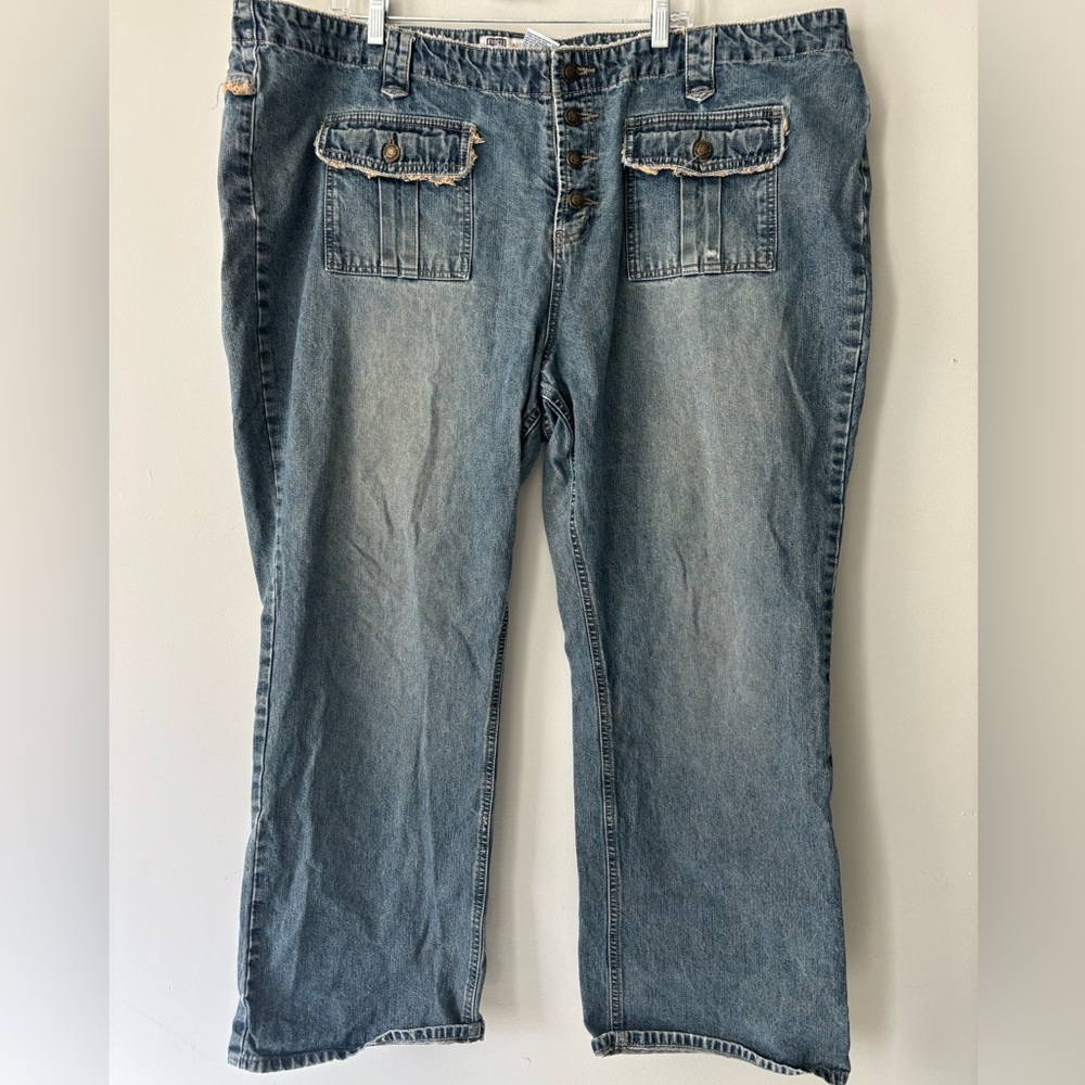 Y2K Vintage Grunge Faded Glory Streetwear Distressed Straight Leg Jeans 2X - 3X - Picture 2 of 8